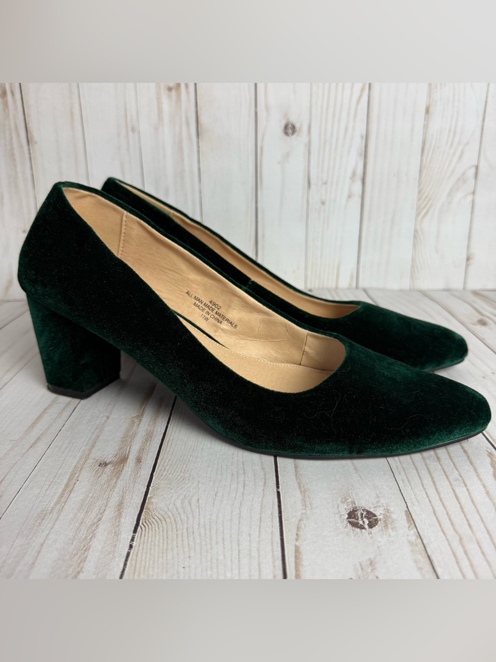 Eloquii Emerald Dark Green Velvet Block Heel Pumps Christmas Holidays